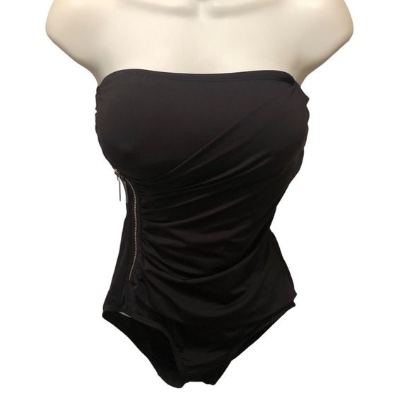 Michael Michael Kors Black Malliot Strapless One Piece Swimsuit Sz 4 Black - Picture 5 of 8